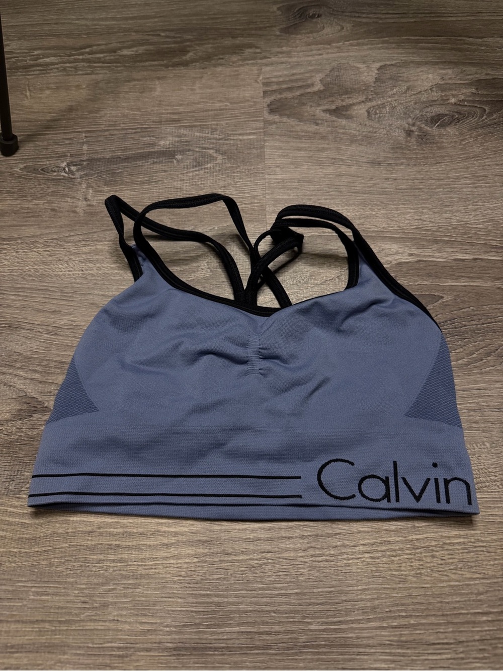 Calvin Klein Slate Blue Sports Bra with Black Trim